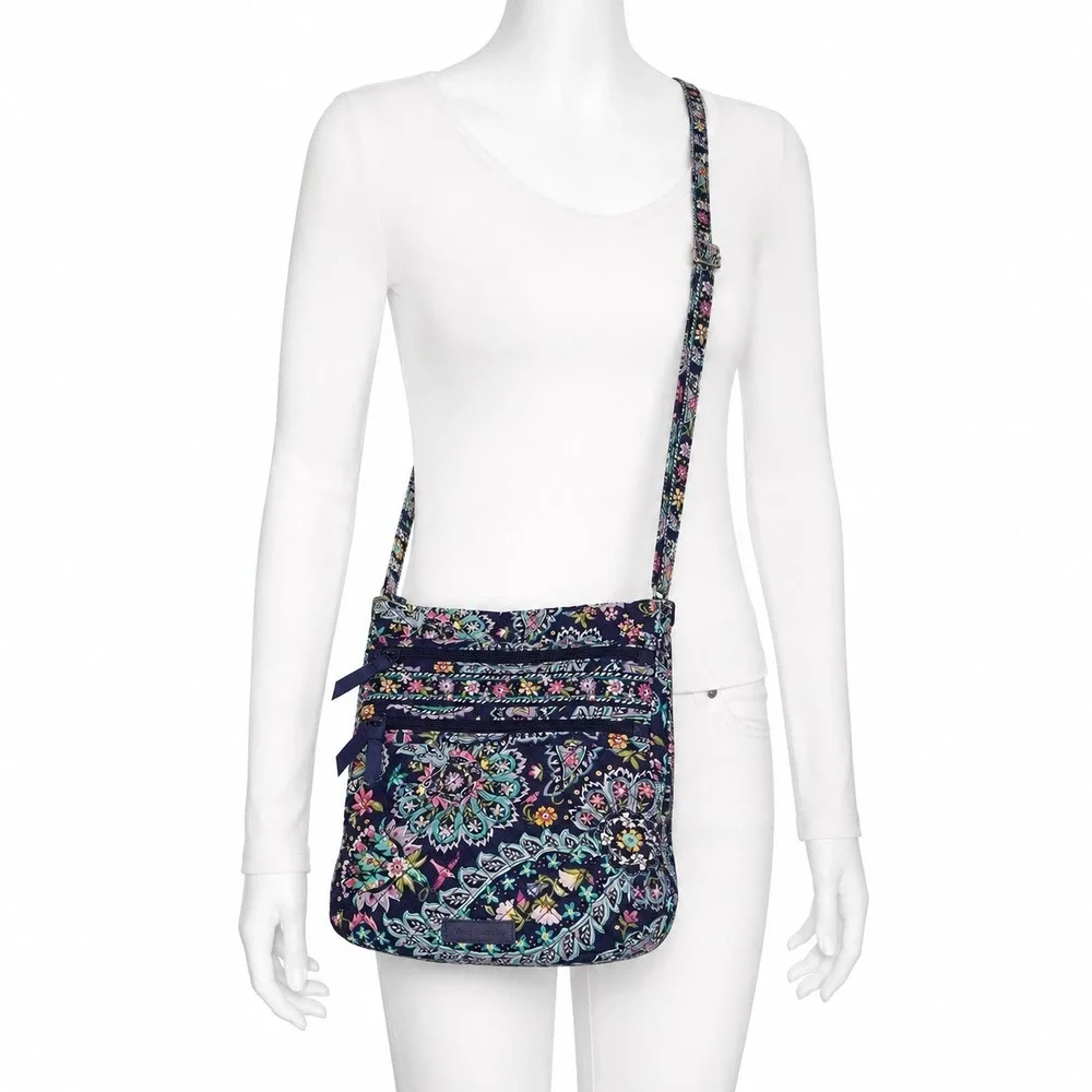 Vera Bradley Petal Paisley Triple Zip Hipster Crossbody Bag Quilted Retired